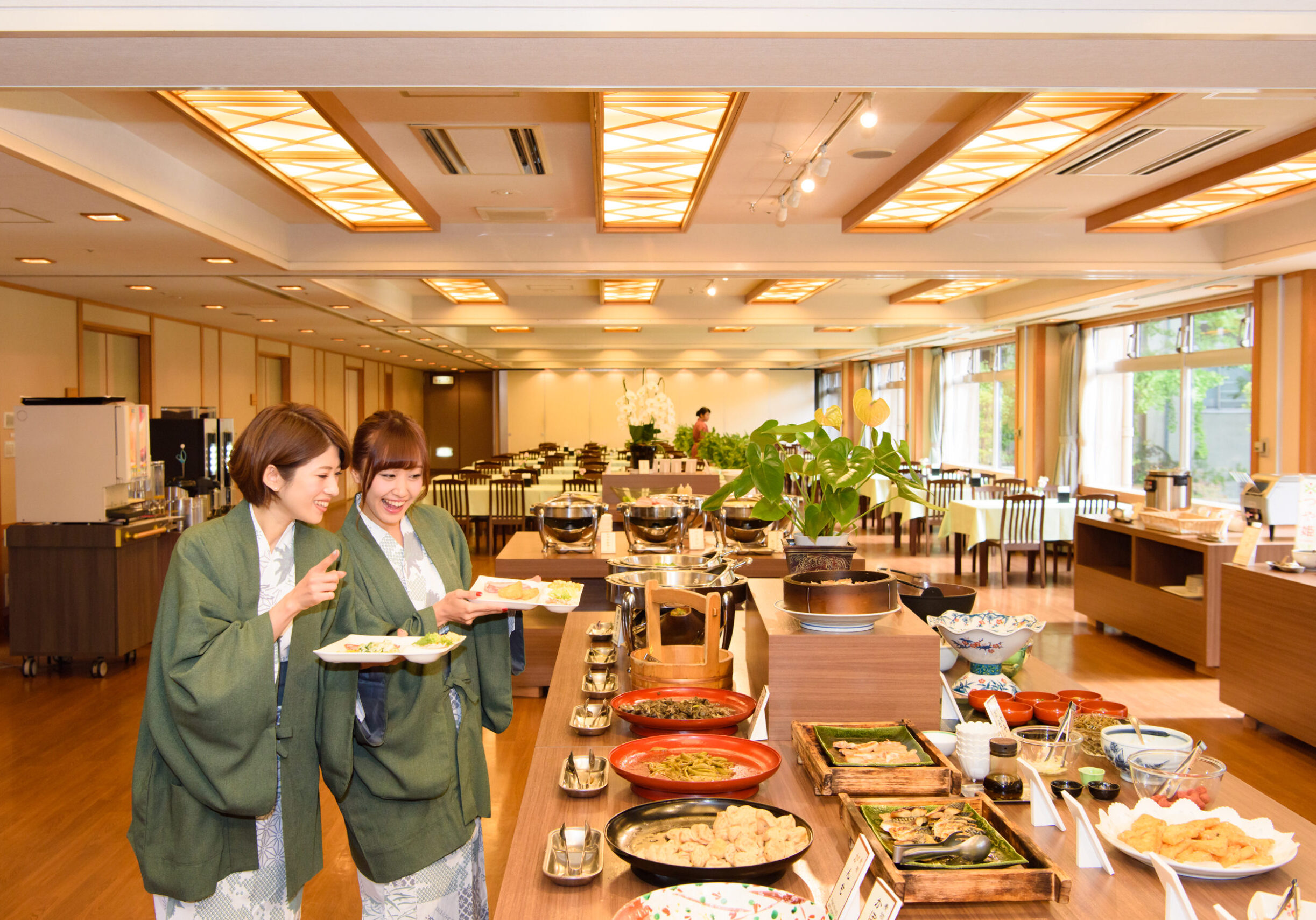 滝の湯の朝食バイキング